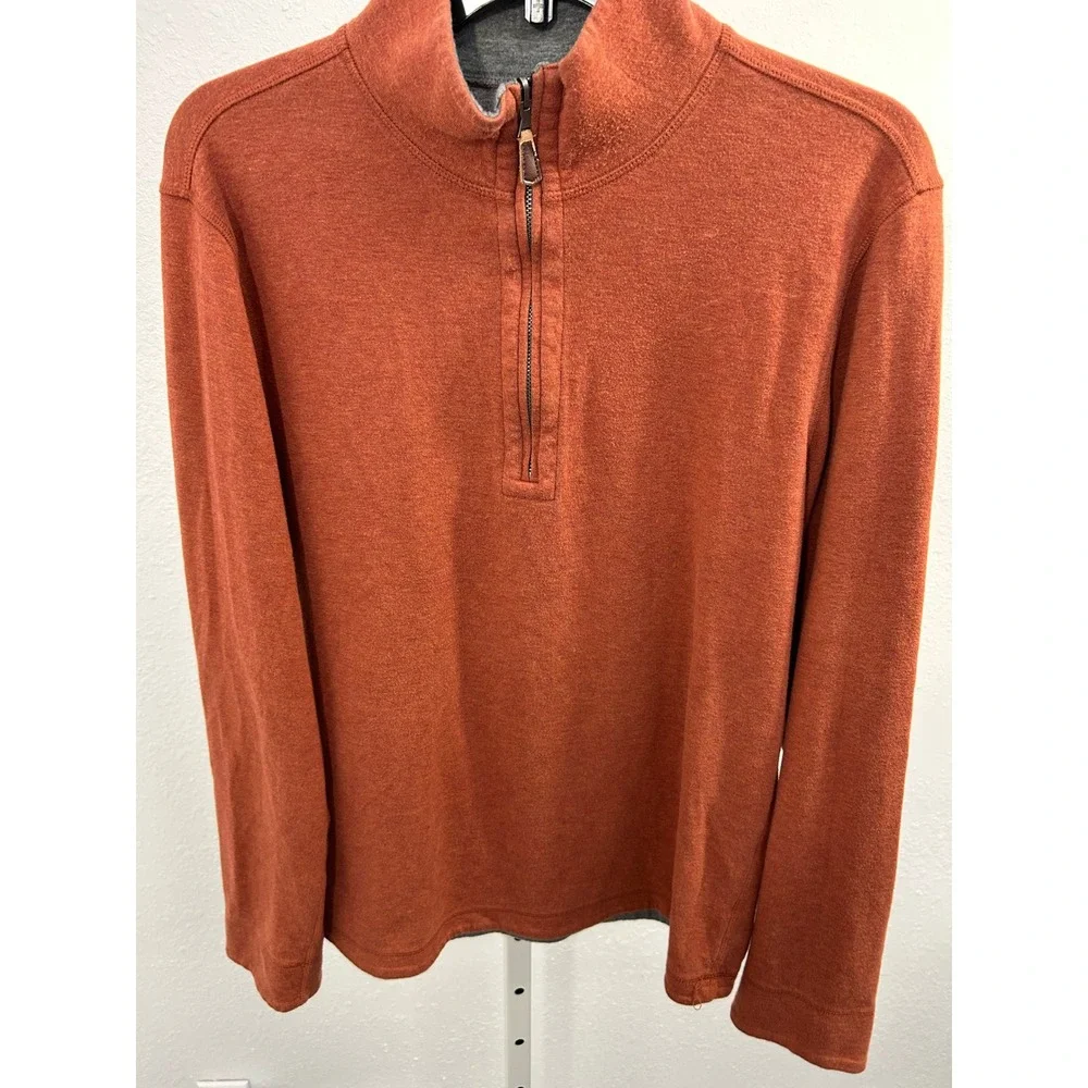 Banana‎ Republic Mens Quarter Zip Pullover Sweater Rust Orange Heathered Large